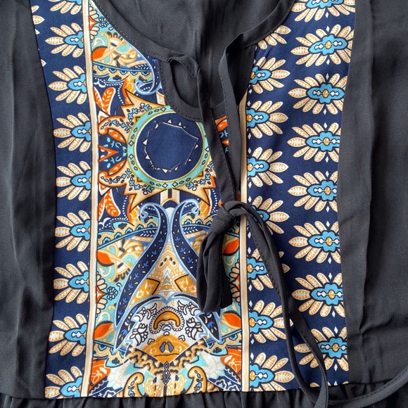 🖤 BOHO BLACK BLUE PAISLEY RUFFLE TOP! - Picture 8 of 9